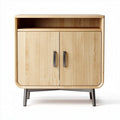 Holzsideboard mit zwei Türen und offenem Fach in natur mit metallbeinen