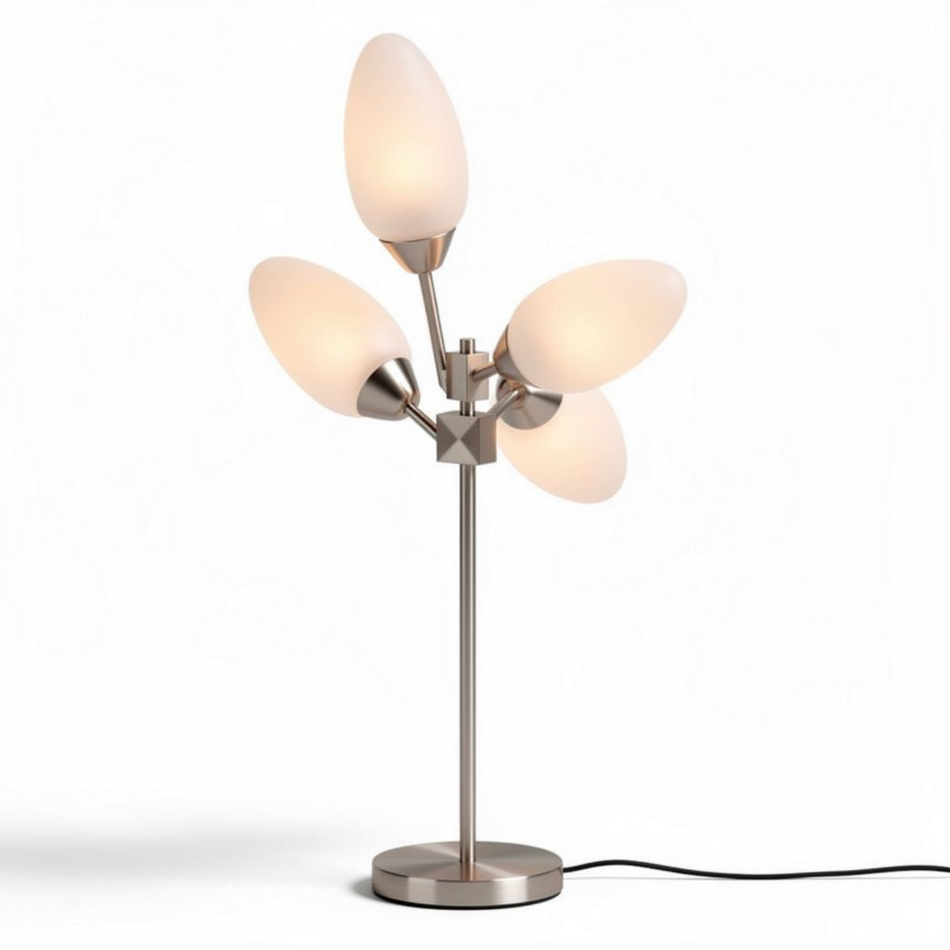 Stehlampe mit drei opalen Glaskugeln und metallischem Fuß 20 x 20 x 50cm