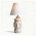 Tischlampe aus keramik in beige mit stoffschirm 30 x 30 x 45cm