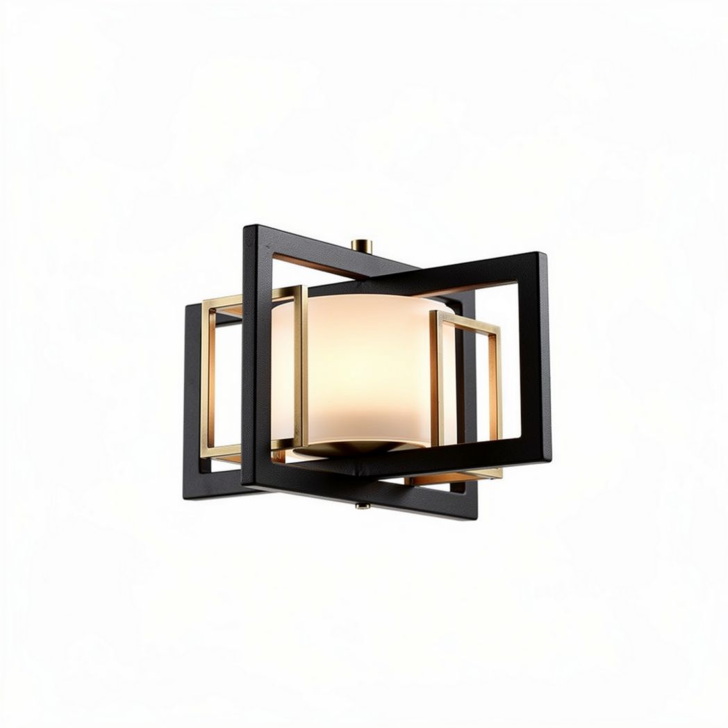 Wandleuchte aus metall mit opalem glas und goldfarbenen akzenten 20 x 15 x 10cm