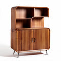 Hochschrank aus holz mit offenen fächern und zwei türen in braun 80 x 40 x 120cm
