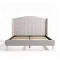 Polsterbett mit Kopfteil aus stoff in beige 200 x 160 x 120 cm